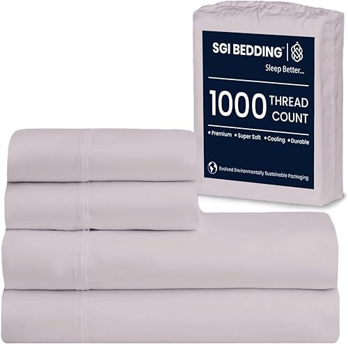 Miniatura 1 de SGI Bedding - Juego de sábanas para cama Twin, algodón egipcio 100% suave de lujo, color azul claro, 1000 hilos