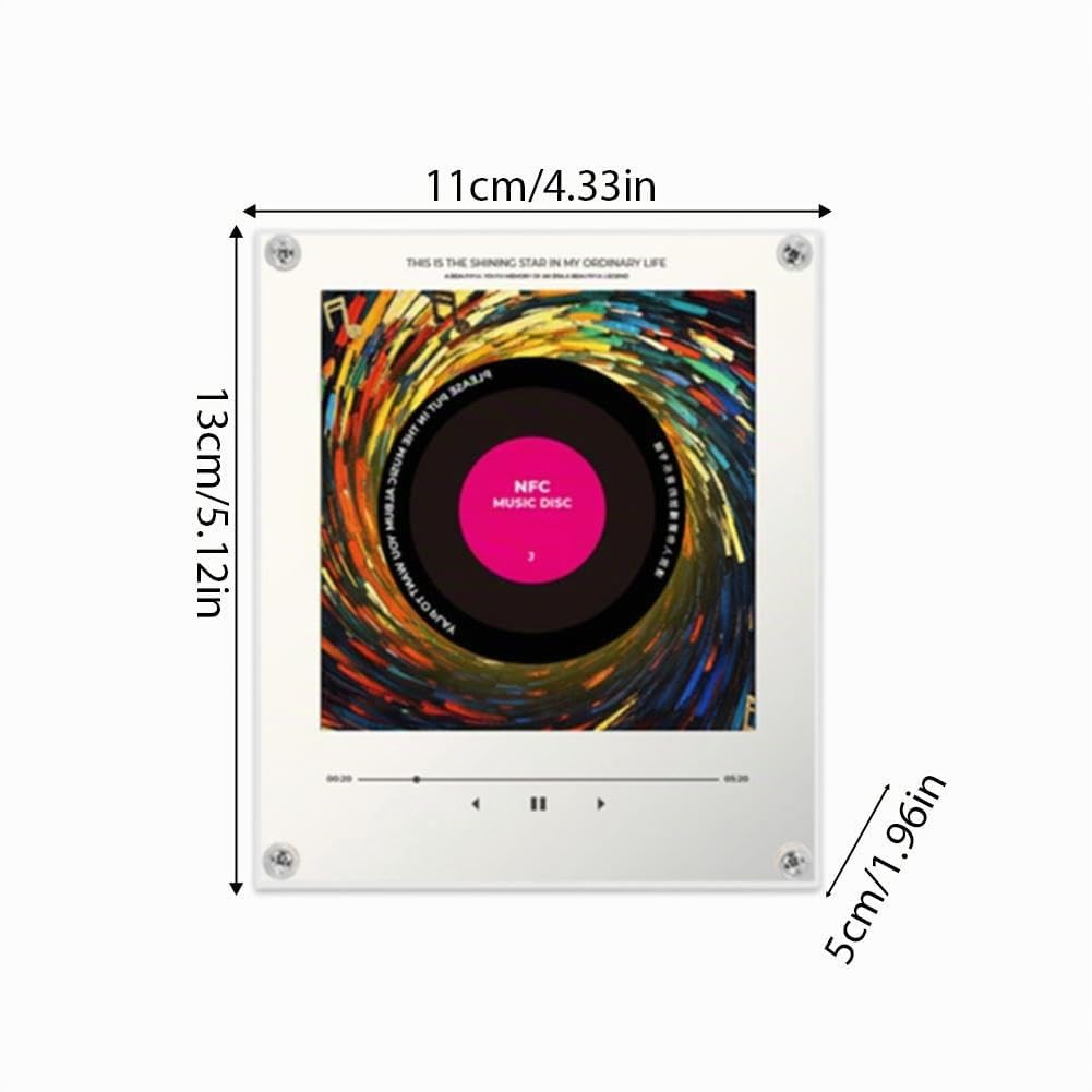 Imán de nevera retro de vinilo, reproductor de música NFC, 9 unidades, discos de música NFC programables, imán de nevera cantante inteligente con luz LED, reproductor de audio magnético para el hogar