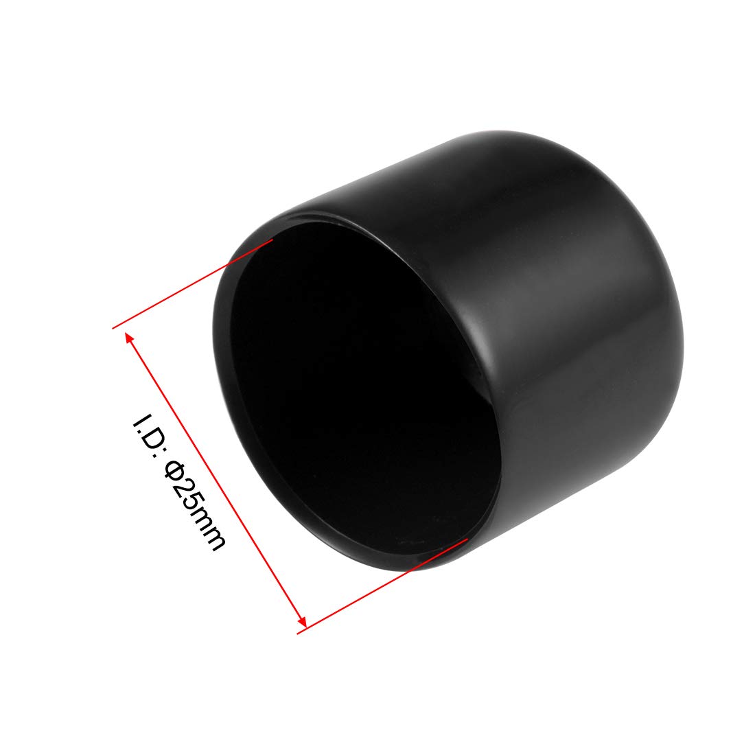 25 Pezzi Punte In Gomma Nera Per Piedini/Aste - Diametro Interno 4mm - Protezione Superfici