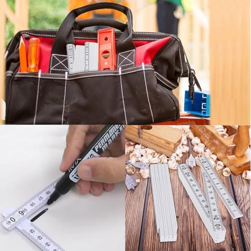 5 Stück Zollstöcke Zollstock Gliedermaßstab Zollstock Aus Kunststoff, Zollstock, Skalierbar Mini Zollstöcke 1 Meter Zollstock für Tischler, Maurer, Baustellen, Heimwerkerprojekte (Weiß)