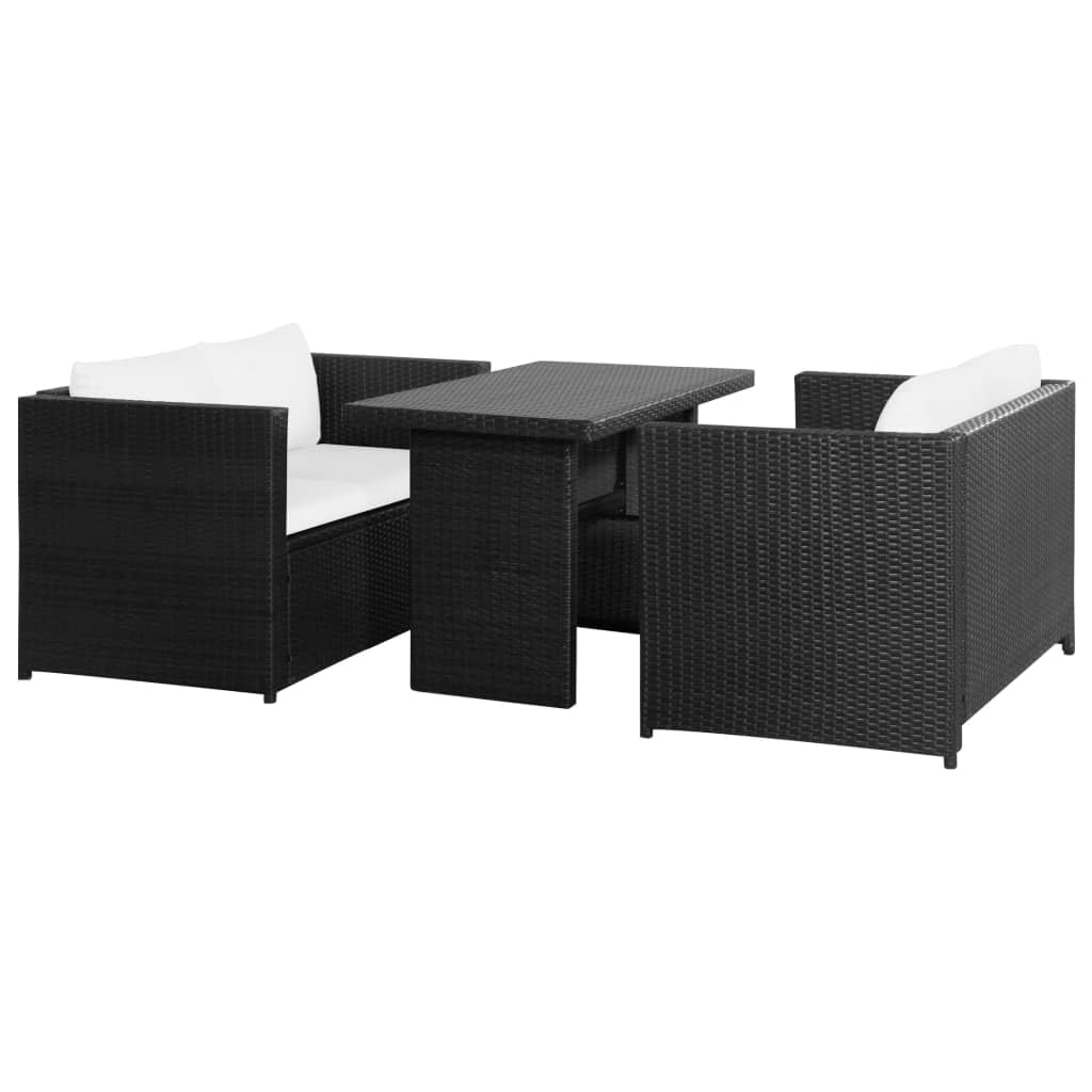 Salon de jardin polyrotin noir 3 pièces compact pour optimiser les petits balcons