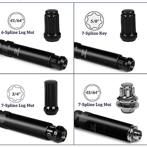Thinkpro Spline Lug Nut Socket Set, 8 Piece Aftermarket Spline Lug Nut Key Easily Removing Spline and Hex Style Wheel Lug Nuts for 5, 6, 7, 12 Spline Lug Nut Key, Cr-Mo Steel