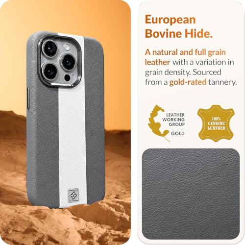Image of DIZORO Leather Case for iPhone 15 Pro, Men Women Luxury Elegant Slim Business PU Cover Soft Non-Slip Grip Shockproof Anti-Scratch Protective Back Cover Titanium White