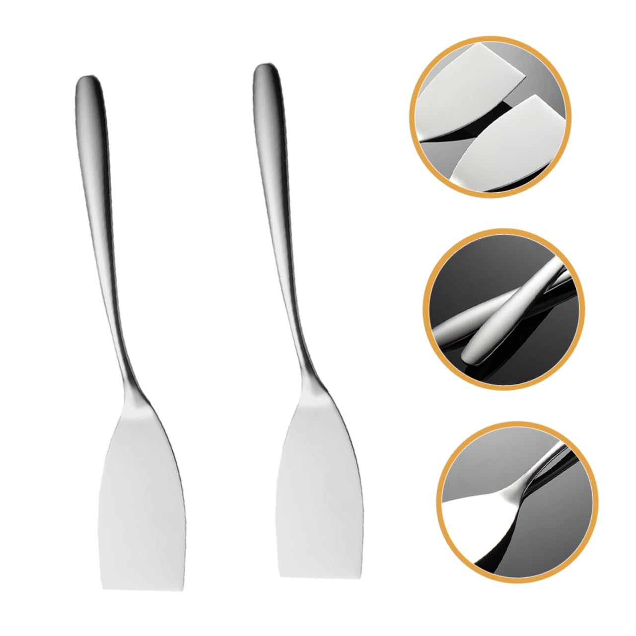 TOYANDONA 5 Set Spatola per Friggere in Acciaio Inossidabile Spatola per Friggere Bistecca Frittura Carne Cuoco Cucina Pinna per Bistecca Girando Piccolo Mescolata Grasso 2 Pezzi*5