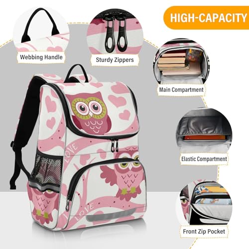 Owls School Backpack For Girls Boys Elementary Bookbag With Reflective Strips2