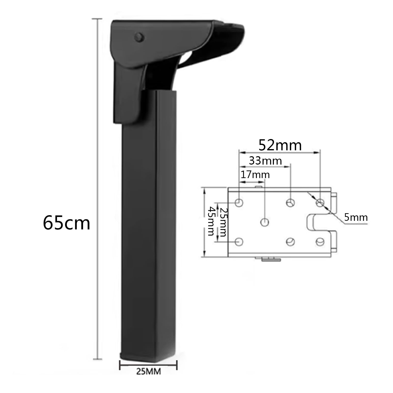 Set di 4 Piedi Pieghevoli da Tavolo A 90 Gradi,Nero Gambe di Supporto per Mobili,Gambe per Tavolino da Caffè In Ferro,Cerniere Autobloccanti,per Armadi Mobili,Con Viti (65cm)