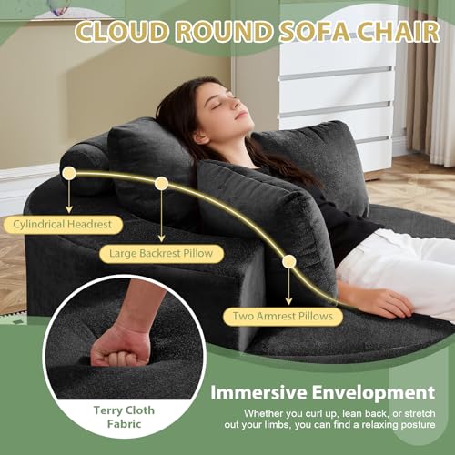 Sillón Chaise Redondo Terry Cloth Negro miniatura 4