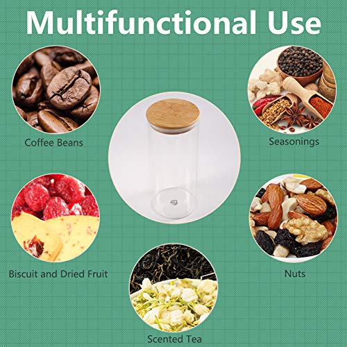 Glass Coffee Bean Container, 52.36 Fl Oz (1550 Ml), [Thickened Version] 77L Glass Food Storage Jar With Airtight Seal Bamboo Lid - Clear Food Storage Canister For Serving Tea, Coffee, Spice And More #TOP6