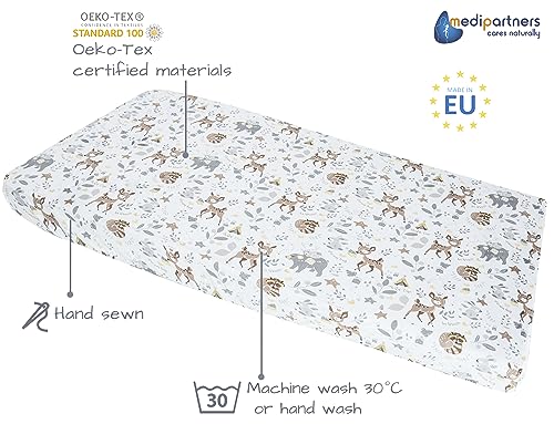 Medi Partners Set of 3 pcs. Fitted Sheet 60x120 cm 100% Cotton Baby Bed Linen Mattress Cot, Deer-white-grey, Three pack - Image 3