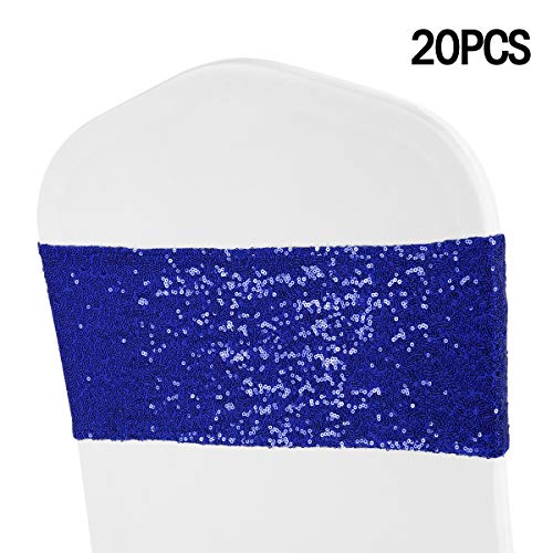 ANMINY Pack of 20 Sequin Chair Sashes Decorative All Around Sequins Stretch Sash