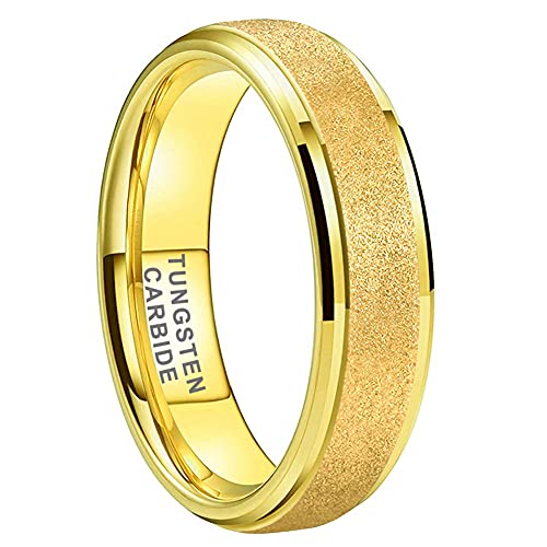 6mm 8mm Black/White/Gold/Rose Gold Tungsten Rings for Men Women Promise Engagement Wedding Bands Sandblasted Finish Stepped Beveled Comfort Fit