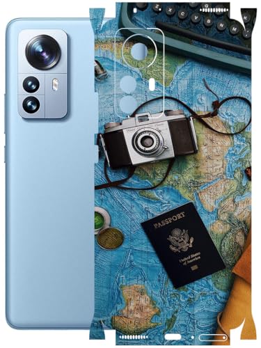 Image of AtOdds - Full Body Back Screen Guard Protector Film - Lamination Wrap Skin Sticker Compatible with XIAOMI Mi 12 PRO | Scratchproof Matte Finish (Travel Map)