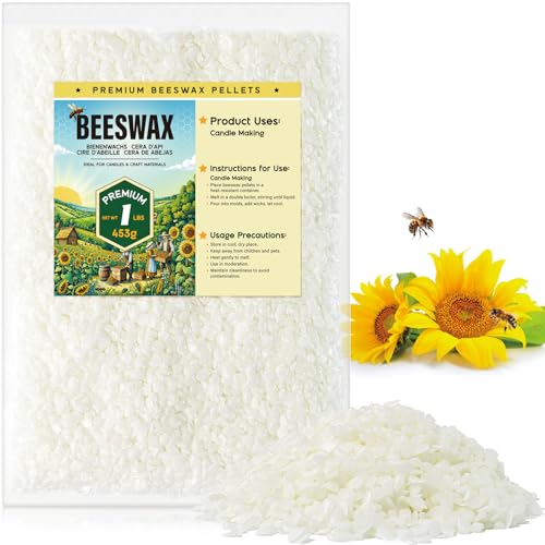 Beeswax Pellets for Candle Making 1lb/5lb/20lb Natural Beeswax for Candles Lip Balms and Skincare White Beeswax for DIY Projects Ideal for Beginners and Experts1lb