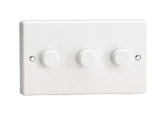 Varilight Classic White, LED Dimmer Switch - V-Pro Series, 3 Gang Double, 1 or 2 Way, 0-120W Watt Trailing Edge