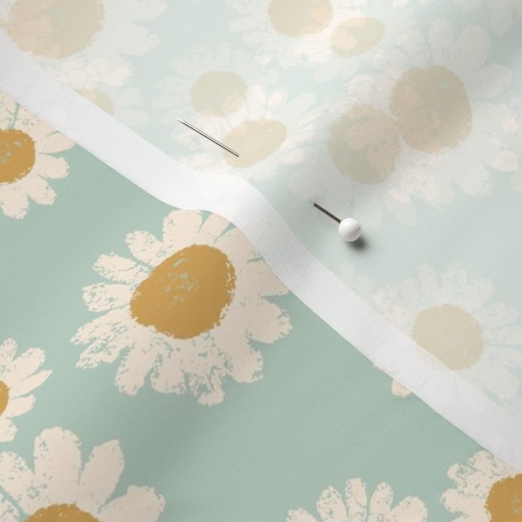 Spoonflower Fabric - Small Daisy Cute Retro Girls Neutral 70S Daisies Printed on Chiffon Fabric by The Yard - Sewing Fashion Apparel Dresses Home Decor