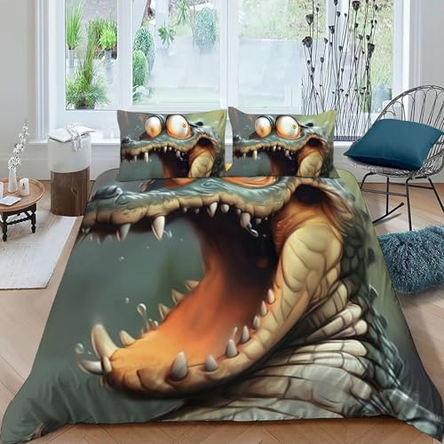 Housse de couette crocodile 200x200 pour lit double avec taies - 3