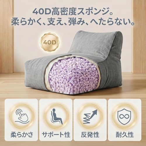 FaitLux L字 ソファー 1人掛け ふわふわ おしゃれ コンパクト 洗えるカバー 高反発スポンジブロック リビング ローソファー コーナー ソファーベッド 座椅子 幅70×奥行90 組立不要 耐久性 一人暮らし [4]