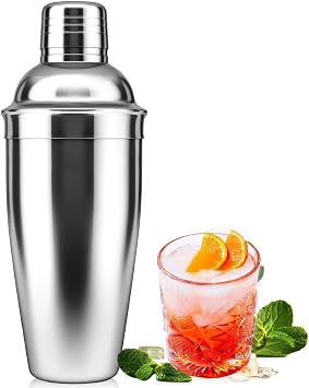 Cocktail Shaker,Drink Mixer with Built-in Strainer for Mixing Drinks Margaritas,Beginner Friendly Mixer Bar Utensil Tool Sliver-01