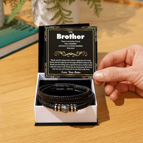Image of To My Brother Bracelet, Bracelet for Brother from Sister, Gifts from Mom and Dad, Birthday Gift with Message Card and Box
