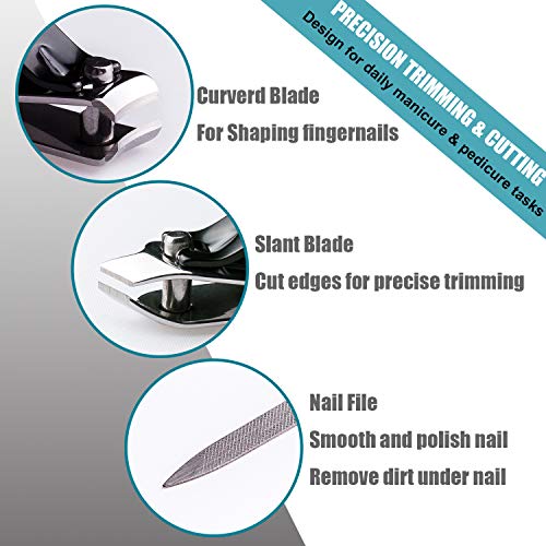 Nagelknipser-Set, Nagelhautschneider, scharfe, gebogene und schräge Schneidklingen, Edelstahl-Pediküre-Set, Nagelfeile… – Bild 8