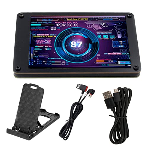 Pomrone Computer-Sensor-Panel - 3,5 Zoll externes Display für PCs | USB-Mini-Bildschirm AIDA64-CPUs RAMs HDDs Datenüberwachung Typ-C-Unterbildschirm Cover