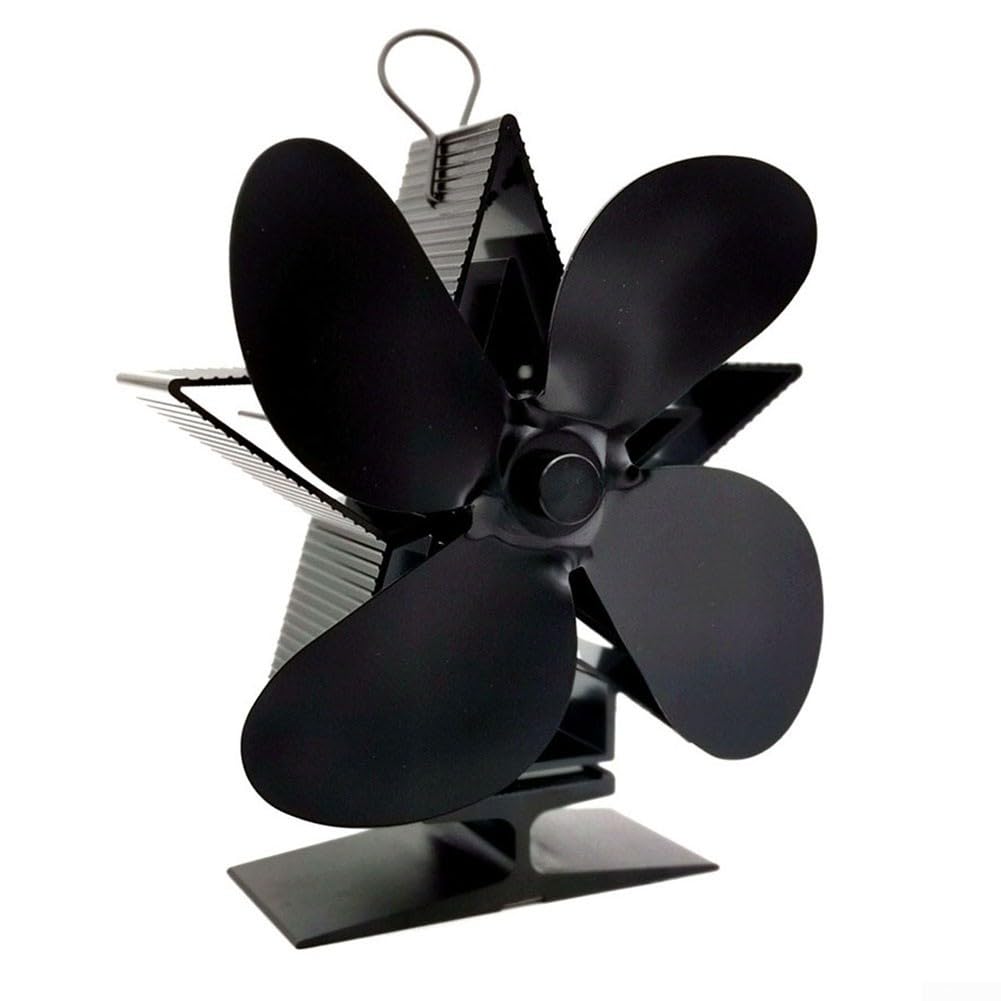 Ventola Stufa 4 Pale Silenziosa Autoalimentata per calore Ventola(Silver)