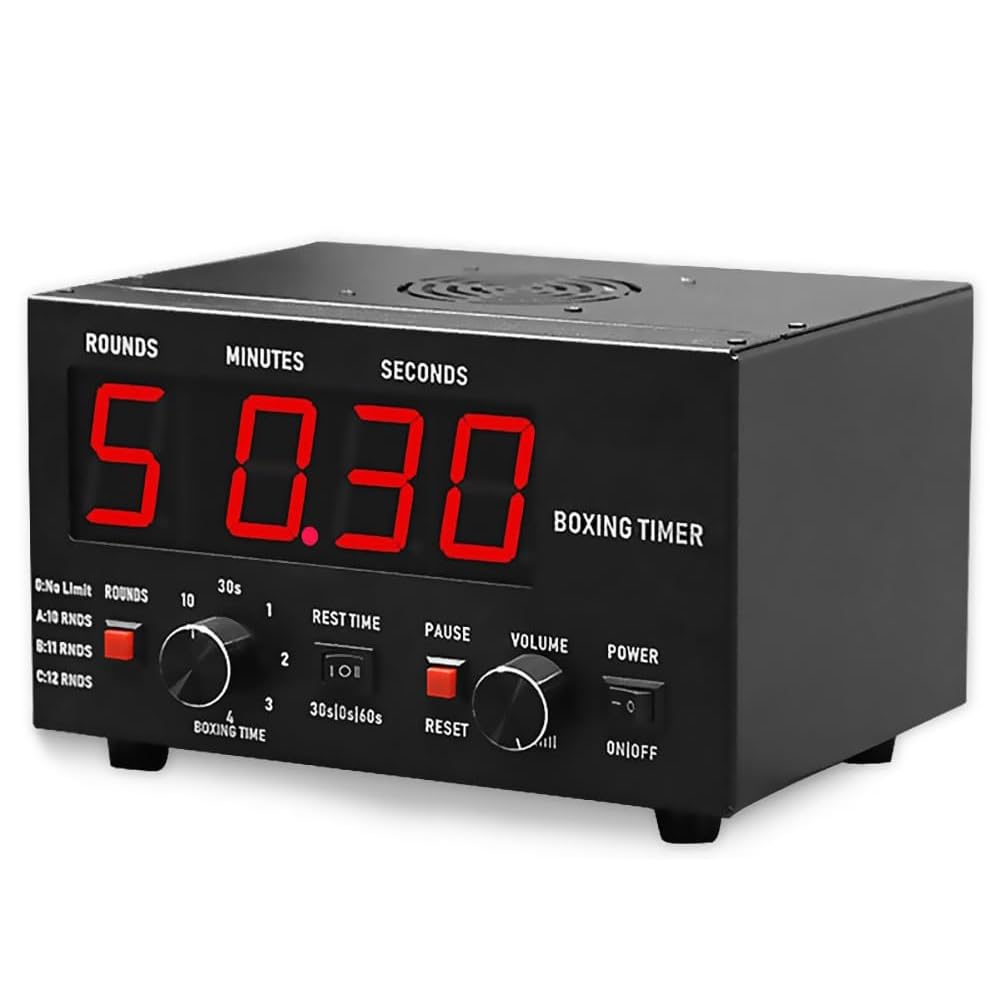 Profi Boxintervall Timer mit LED Anzeige Wählbare Trainingszeit & Zyklen Einstellbarer Sound Scoreboard Timer für MMA Muay Thai Kickboxen