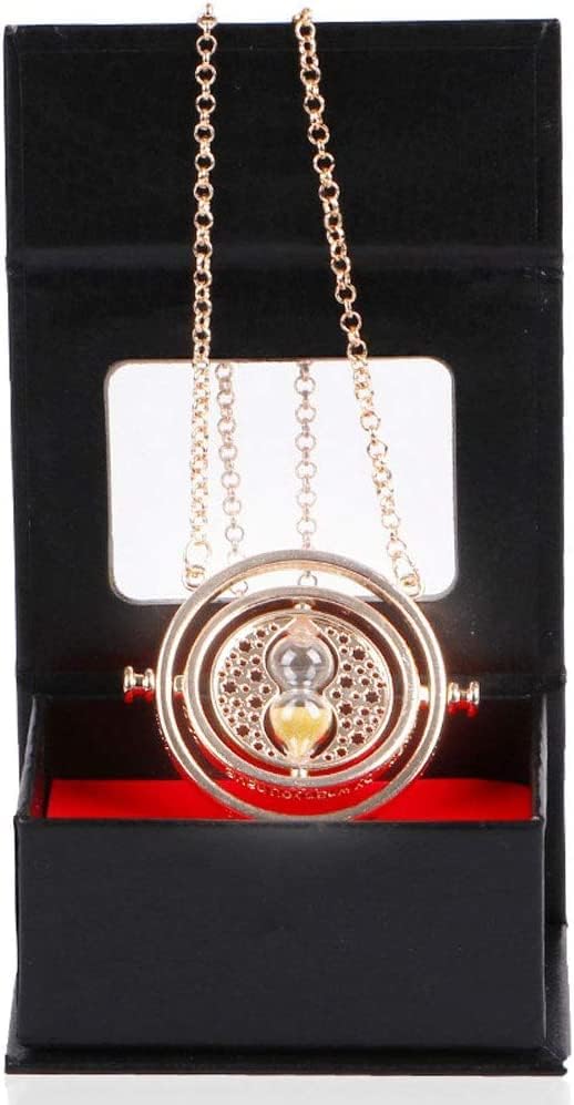 SUNNEE Gold Plated Time Turner Necklace for Harry Potter Fans Gifts Collection or Decorations Magical Cosplay Costume Jewelry Gift (gold)