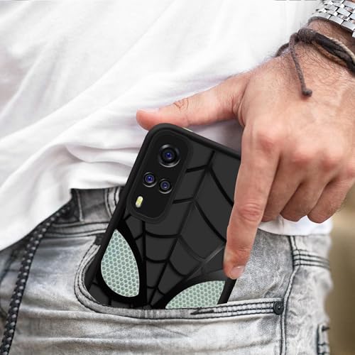 Image of Stylish Spider Back Case Cover Compatible for Vivo Y51 /Y31 | Spidey Face Mask Case | Soft Silicone | Camera & Full Body Protection | Shock Proof | (Black)