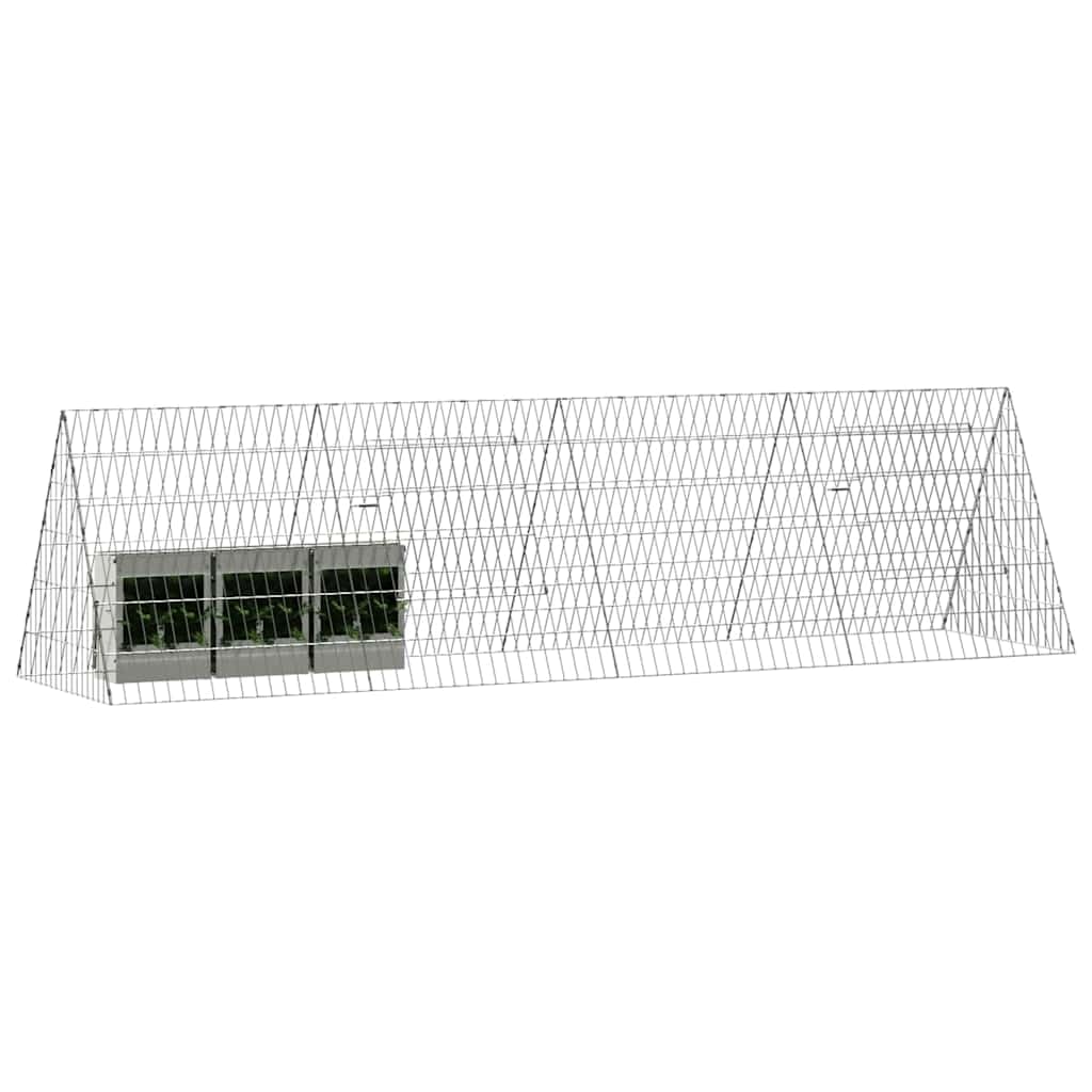 Jaula para conejos plateada, 215 x 55 x 55 cm, acero galvanizado, jaula para conejos, cobayas, hámster, exterior, jardín, balcón, resistente a la intemperie, resistente a la corrosión
