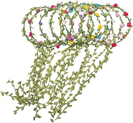 AWAYTR Lady Girl Fashion Bohemian Flower Crown Floral Garland Headbands (A-Mixed Color-9Pcs)