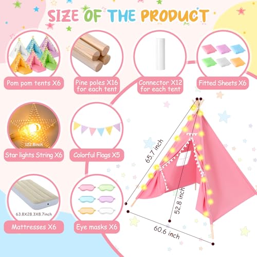 6 Pack Teepee Tent with Air Mattresses