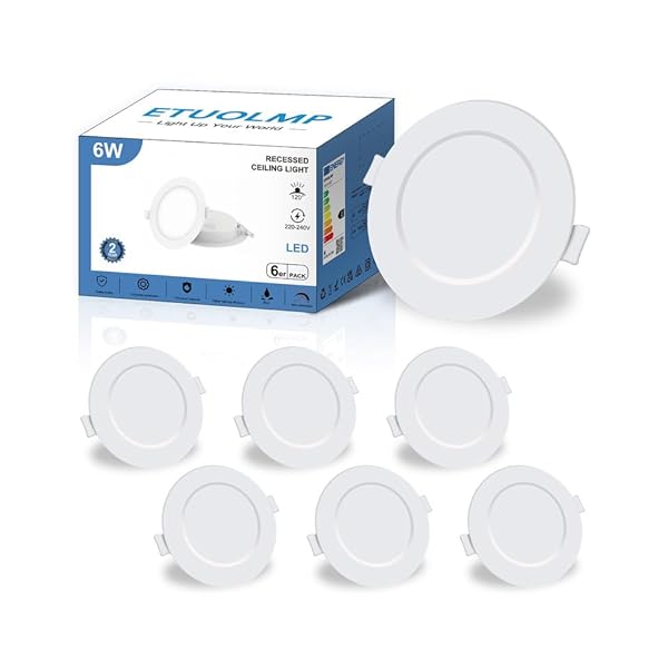 ETUOLMP Led Einbaustrahler Flach IP44 6W Led Einbauleuchten Warmweiß 6er Set…