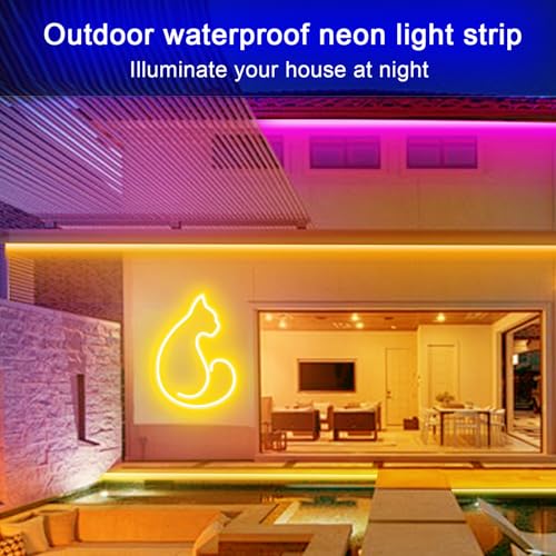 Image of 100FT Neon Rope Light,24V IP65 Waterproof RGB LED Strip Lights | Neon Lights with 40 Key Remote and APP Control for Bedroom,Multiple Modes for DIY Design(2 Rolls of 50ft with Snap &Screws)