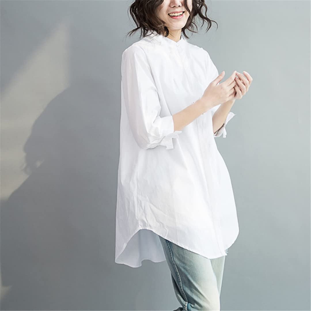 Dninmim Camicia da donna con bottoni a maniche lunghe oversize allentato casual con fiocco