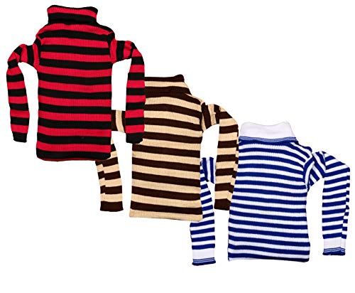 Image of IndiWeaves Boys Wollen Warm High Neck Full Sleeves T-Shirt /Inner /Skivvy for Winter Pack of 3(10110-212229-IW-P3-28 Red /Brown /Blue 7-8 Years)