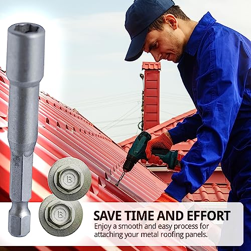 Eagle 1 Metal Roofing Screws #10 - Painted Hex Head Self-Tapping Screws With Edpm Rubber Washer For Metal To Wood, Vinyl, Small Sheet Metal - Free Magnetic Driver (Zinc, 2.5 Inch, 250) #TOP5