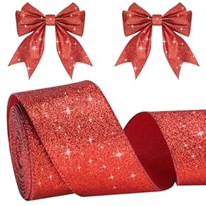 KINGLAKE 10M Rotes Glitzer Drahtband Schleifenband