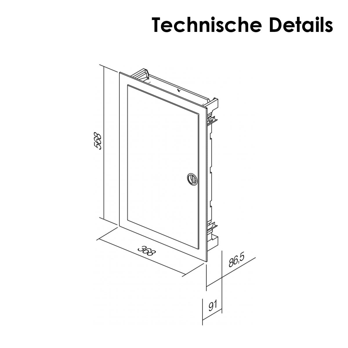 Verteilerkasten 3-reihig, 36+6 Modulplätze, für Einbau in Hohlwänden, 400V/63A, inkl. Schiene für PE und N Leiter, IP40, IK07