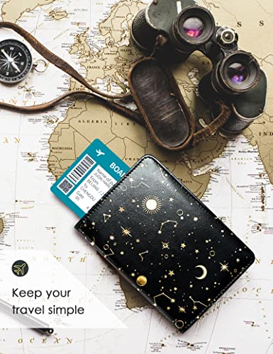 Mymazn Passport Holder With Clear Pocket Passport Case Passport Cover Women Passport Holder With Rfid Blocking And Vaccine Card Holder Combo Travel Wallet (Black/Gold, Minimalist) #TOP7