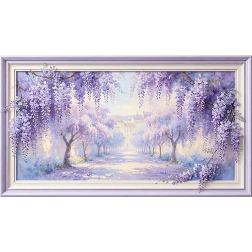 Peinture à l'huile de glycine violette pour salon et chambre