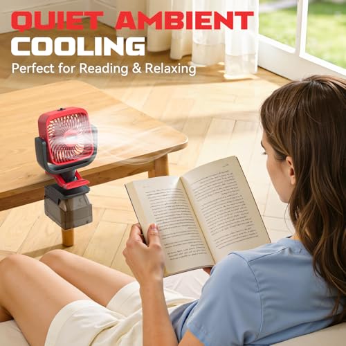 Ventilador de escritorio Ecarke de clip, compatible con Milwaukee 18V, oscilación 360° y 3 marchas 8