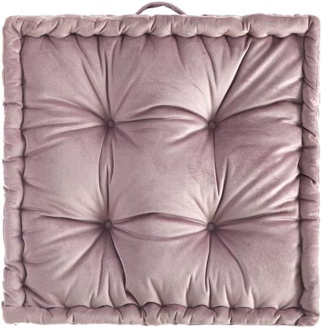 Tufted Floor 22"x22" Pillow, Blush Pink Square Seat Pillow with Ruffled Edges, Soft Plush Meditation Cushion for Living Room, Bedroom, Dorm & Boho Home Décor
