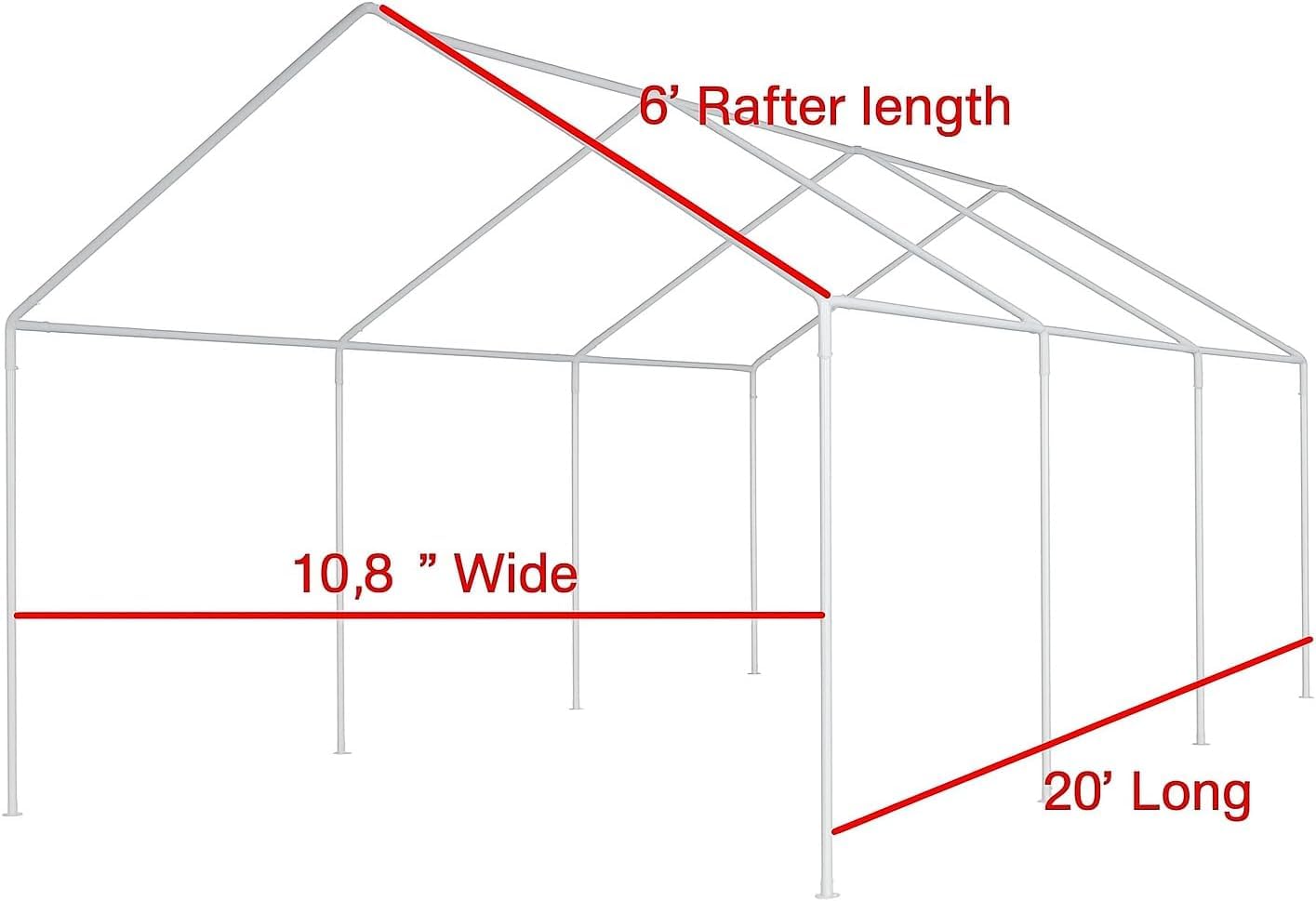 10 x 20 Baldachin-Planen-Set (5-teilig) Verkleidungen und Top-Set mit Valanced Tarp Kit Carport (Frontplatte)