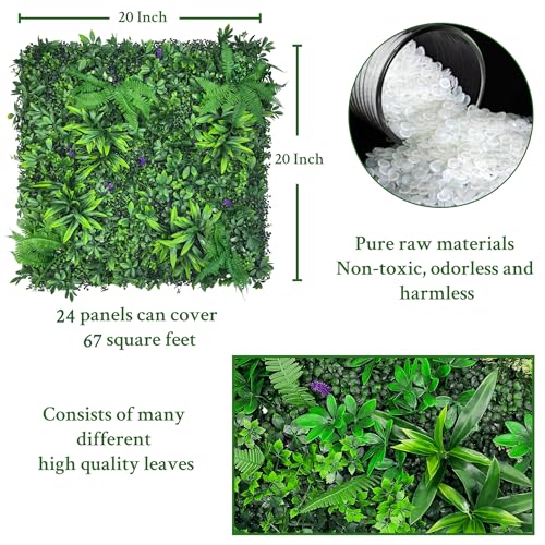 ODTORY Artificial Greenery Wall, 20"x 20" 24P(67 SQFT) Fake Plant Panels by ODTORY - Image 2