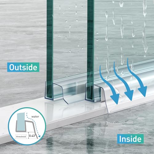 FCSOTSPS Sliding Shower Door Bottom Seal, 2 PCS 1/4" x 36" Sliding Shower Door Sweep for 1/4 Inch Glass, Frameless Glass Door Seal Strip Stop Shower Leaks and Create a Water Barrier - Thumbnail 5