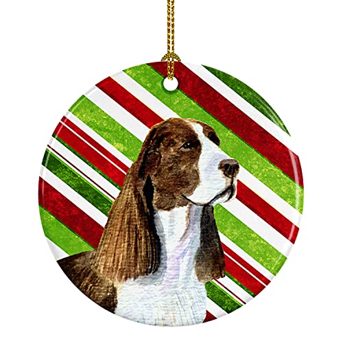 Caroline's Treasures Springer Spaniel Candy Cane Holiday Christmas Ceramic Ornament Christmas Tree Hanging Decorations for Home Christmas Holiday, Party, Gift, 3 in, Multicolor