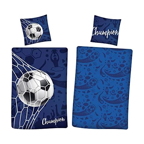 Familando Fußball Wende-Bettwäsche Set 135x200 + 80x80 cm aus 100% Baumwolle Cover