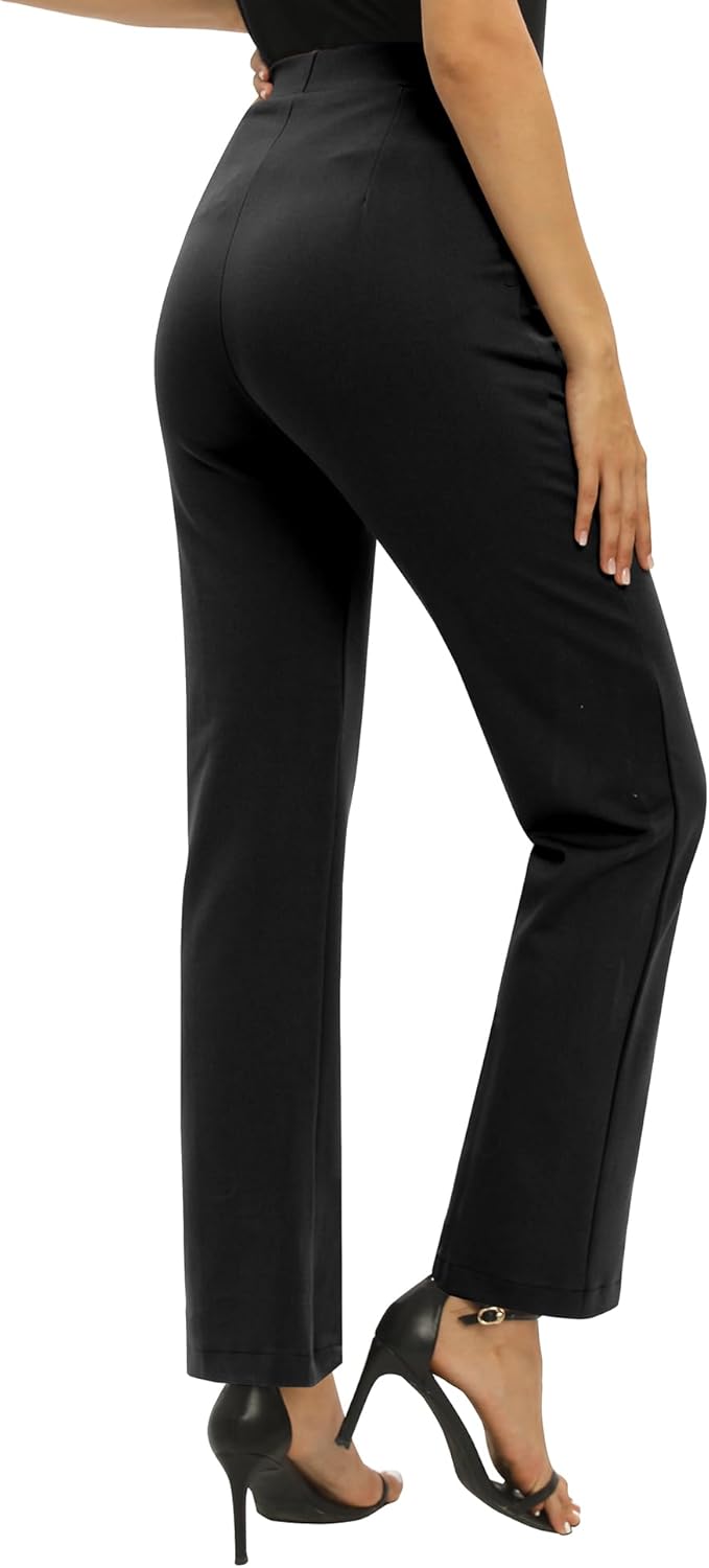 EXCHIC Women's Yoga Dress Pants Stretchy Casual Slacks Straight Leg Work Pants with Pockets - Image 6