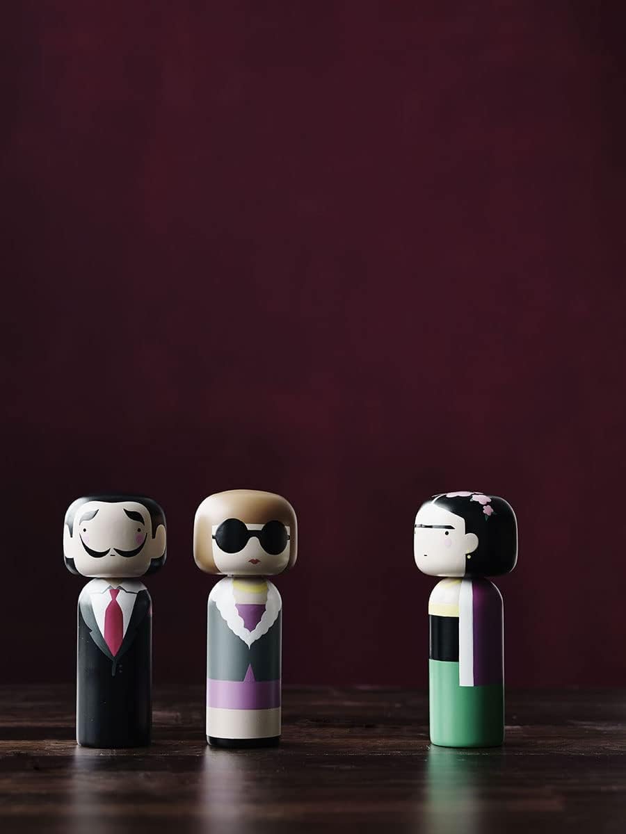 Lucie Kaas - Famous Artists Kokeshi Japanese Dolls - 5.7H Inches - Schima Superba Wood - Made in Denmark (Frida)